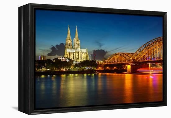 View on Cologne Cathedral and Hohenzollern Bridge, Germany-sborisov-Framed Premier Image Canvas