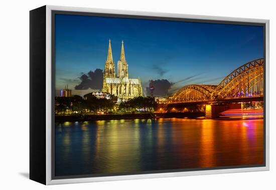 View on Cologne Cathedral and Hohenzollern Bridge, Germany-sborisov-Framed Premier Image Canvas