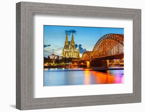 View on Cologne Cathedral and Hohenzollern Bridge, Germany-sborisov-Framed Photographic Print