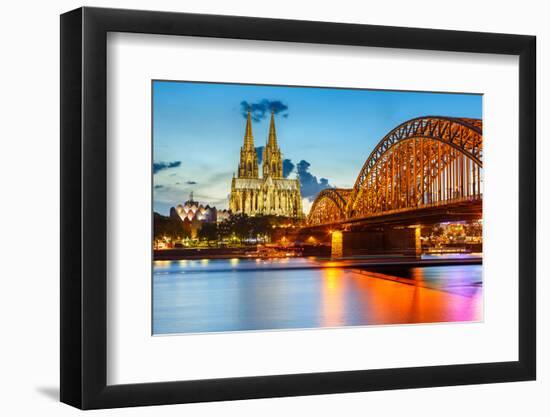 View on Cologne Cathedral and Hohenzollern Bridge, Germany-sborisov-Framed Photographic Print