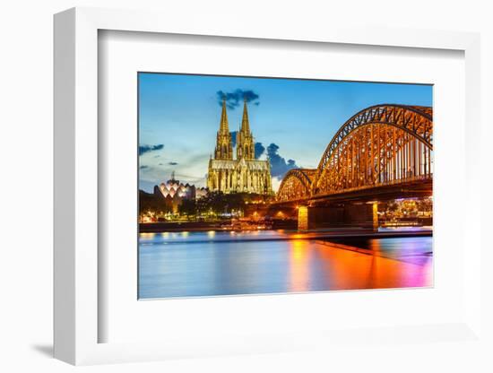 View on Cologne Cathedral and Hohenzollern Bridge, Germany-sborisov-Framed Photographic Print