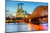 View on Cologne Cathedral and Hohenzollern Bridge, Germany-sborisov-Mounted Photographic Print