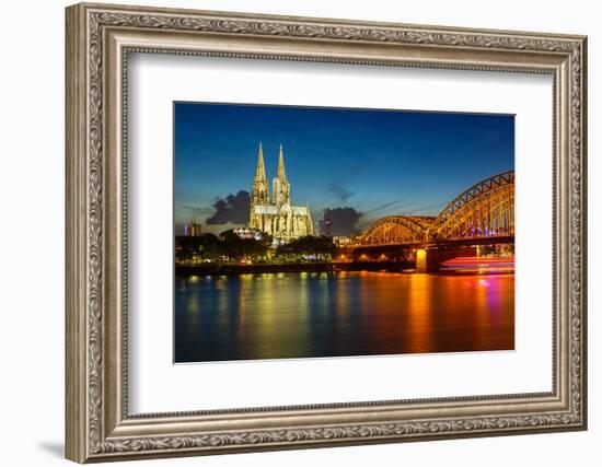 View on Cologne Cathedral and Hohenzollern Bridge, Germany-sborisov-Framed Photographic Print