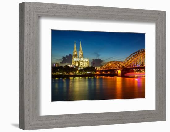 View on Cologne Cathedral and Hohenzollern Bridge, Germany-sborisov-Framed Photographic Print