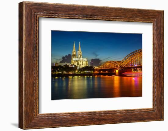 View on Cologne Cathedral and Hohenzollern Bridge, Germany-sborisov-Framed Photographic Print