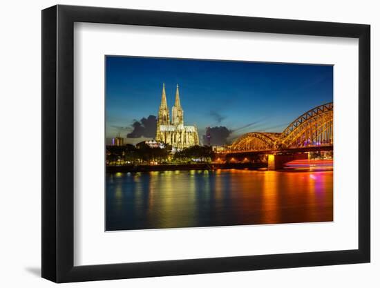 View on Cologne Cathedral and Hohenzollern Bridge, Germany-sborisov-Framed Photographic Print