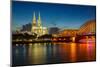 View on Cologne Cathedral and Hohenzollern Bridge, Germany-sborisov-Mounted Photographic Print