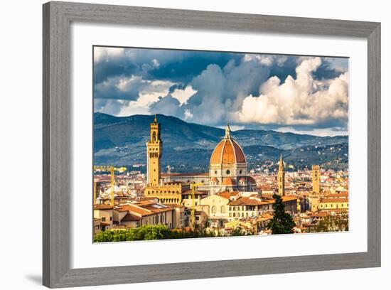 View on Florence and Duomo Cathedral, Italy-sborisov-Framed Art Print