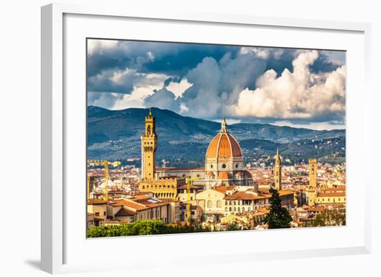 View on Florence and Duomo Cathedral, Italy-sborisov-Framed Art Print