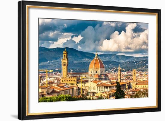 View on Florence and Duomo Cathedral, Italy-sborisov-Framed Art Print