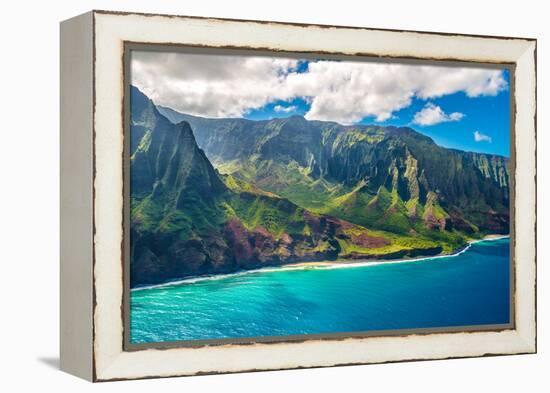 View on Napali Coast on Kauai Island on Hawaii-Alexander Demyanenko-Framed Premier Image Canvas