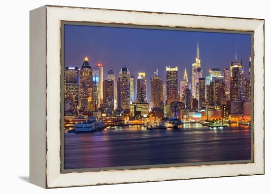 View on Night Manhattan, New York-sborisov-Framed Premier Image Canvas