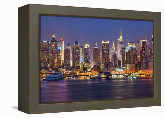 View on Night Manhattan, New York-sborisov-Framed Premier Image Canvas