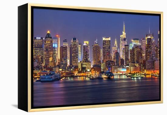 View on Night Manhattan, New York-sborisov-Framed Premier Image Canvas