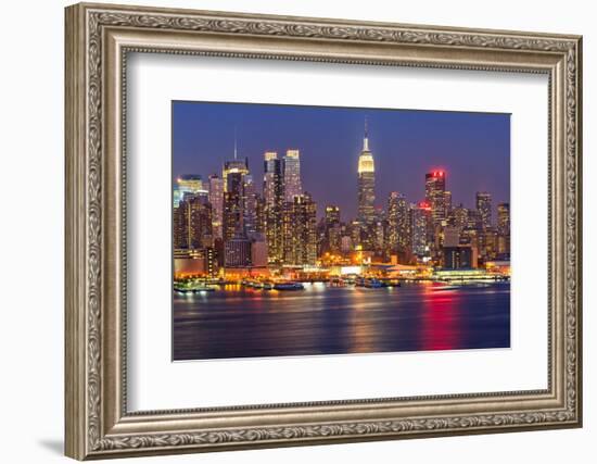 View on Night Manhattan, New York-sborisov-Framed Photographic Print