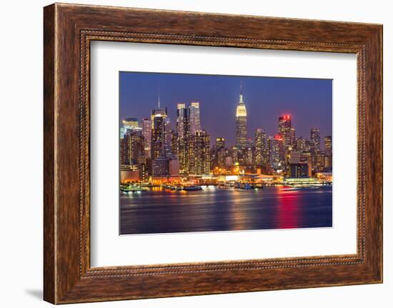 View on Night Manhattan, New York-sborisov-Framed Photographic Print