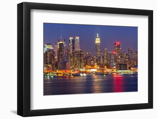 View on Night Manhattan, New York-sborisov-Framed Photographic Print