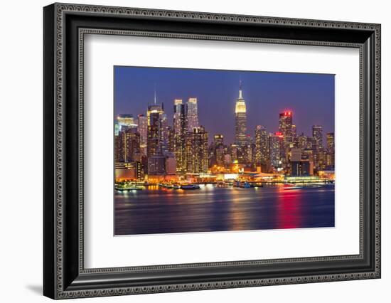 View on Night Manhattan, New York-sborisov-Framed Photographic Print