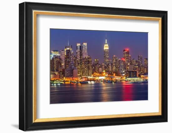 View on Night Manhattan, New York-sborisov-Framed Photographic Print