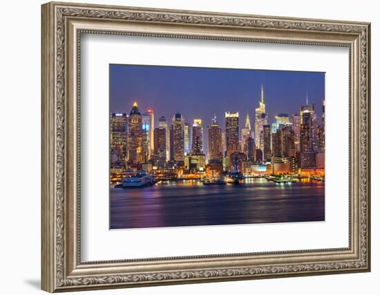 View on Night Manhattan, New York-sborisov-Framed Photographic Print