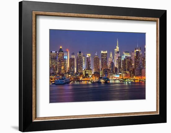 View on Night Manhattan, New York-sborisov-Framed Photographic Print