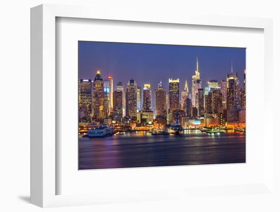 View on Night Manhattan, New York-sborisov-Framed Photographic Print