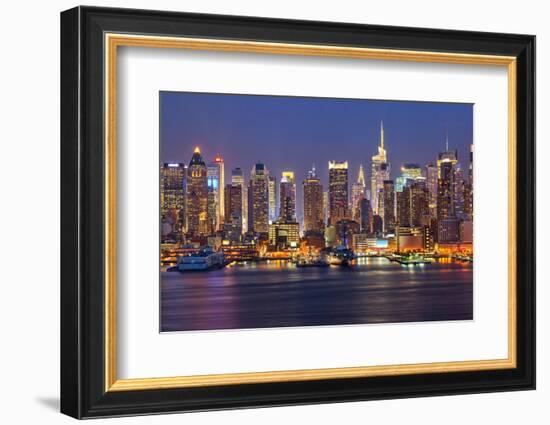 View on Night Manhattan, New York-sborisov-Framed Photographic Print