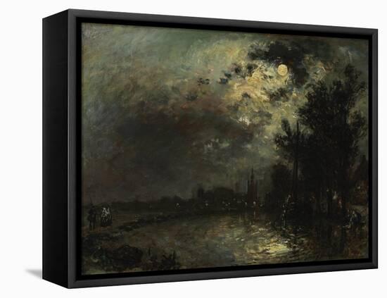 View on Overschie in Moonlight, 1872-Johan Barthold Jongkind-Framed Premier Image Canvas