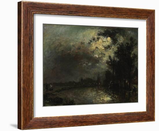 View on Overschie in Moonlight, 1872-Johan Barthold Jongkind-Framed Giclee Print