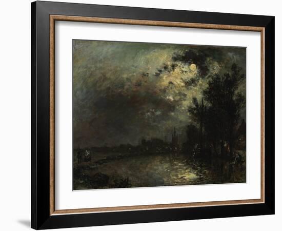 View on Overschie in Moonlight, 1872-Johan Barthold Jongkind-Framed Giclee Print