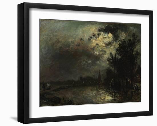 View on Overschie in Moonlight, 1872-Johan Barthold Jongkind-Framed Giclee Print