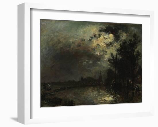 View on Overschie in Moonlight, 1872-Johan Barthold Jongkind-Framed Giclee Print