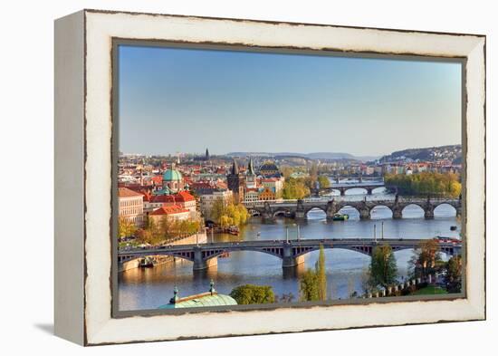 View on Prague Bridges at Sunset-sborisov-Framed Premier Image Canvas