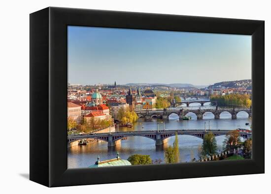 View on Prague Bridges at Sunset-sborisov-Framed Premier Image Canvas