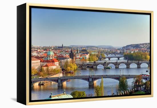 View on Prague Bridges at Sunset-sborisov-Framed Premier Image Canvas