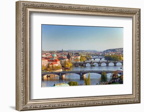 View on Prague Bridges at Sunset-sborisov-Framed Photographic Print