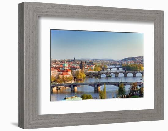 View on Prague Bridges at Sunset-sborisov-Framed Photographic Print