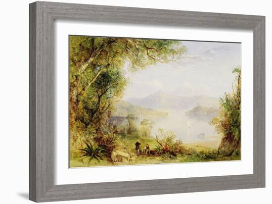 View on the Hudson River, C.1840-45 (Oil on Panel)-Thomas Creswick-Framed Giclee Print