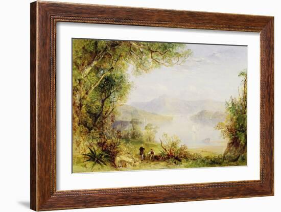 View on the Hudson River, C.1840-45 (Oil on Panel)-Thomas Creswick-Framed Giclee Print