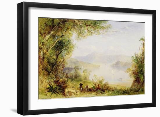 View on the Hudson River, C.1840-45 (Oil on Panel)-Thomas Creswick-Framed Giclee Print