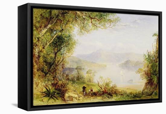 View on the Hudson River, C.1840-45 (Oil on Panel)-Thomas Creswick-Framed Premier Image Canvas