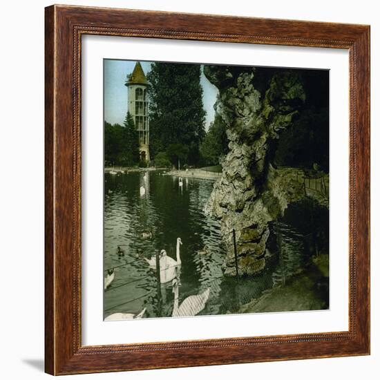 View on the Lake of the Jardin D'Acclimatation, Paris (XVIth Arrondissement), Circa 1895-Leon, Levy et Fils-Framed Photographic Print