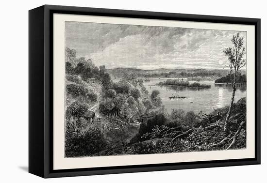 View on the Mississippi, USA, 1870s-null-Framed Premier Image Canvas