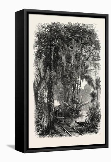 View on the Panama Railroad, Panama, 1870s-null-Framed Premier Image Canvas