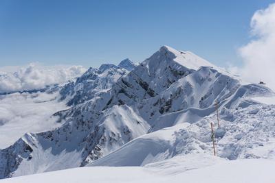 View On Winter Snowy Mountains And Blue Sky Above Clouds Krasnaya Polyana Sochi Russia Photographic Print Wasja Art Com