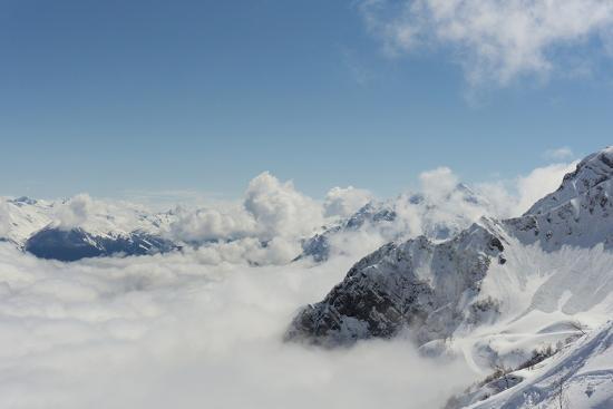 View On Winter Snowy Mountains And Blue Sky Above Clouds Krasnaya Polyana Sochi Russia Photographic Print Wasja Art Com
