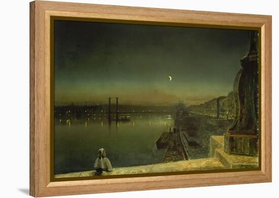 View onto the Port of Rouen from the St.Pierre Bridge-John Atkinson Grimshaw-Framed Premier Image Canvas