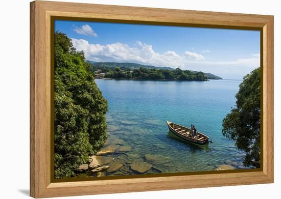 View over a Canoe on Nkhata Bay, Lake Malawi, Malawi, Africa-Michael Runkel-Framed Premier Image Canvas
