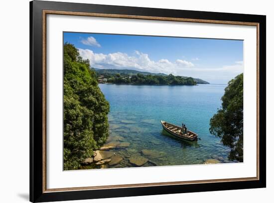 View over a Canoe on Nkhata Bay, Lake Malawi, Malawi, Africa-Michael Runkel-Framed Photographic Print