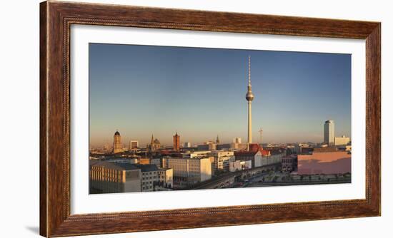 View over Alexanderstrasse to TV Tower, Rotes Rathaus (Red Town Hall), Hotel Park Inn and Alexa sho-Markus Lange-Framed Photographic Print